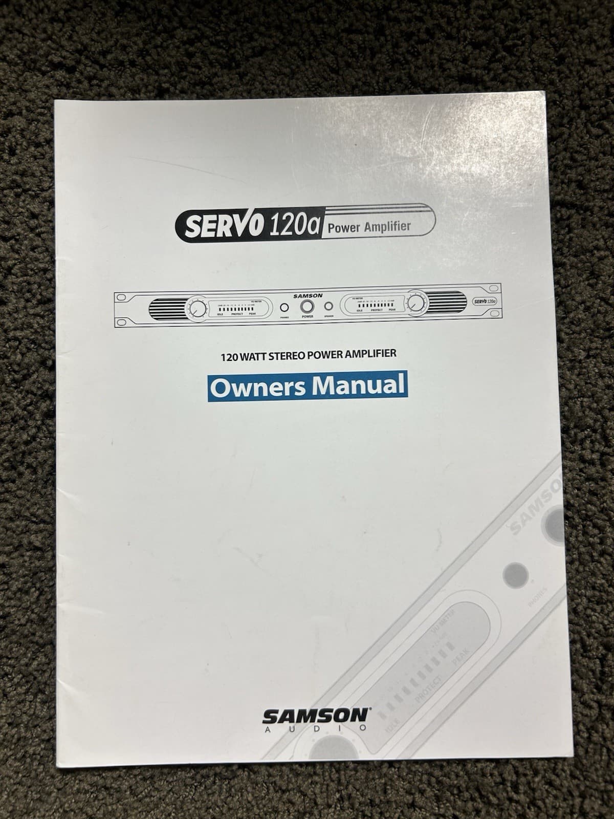 Owners Manual Samson Servo 120A Amp 2-Channel Power Amplifier Instruction Book