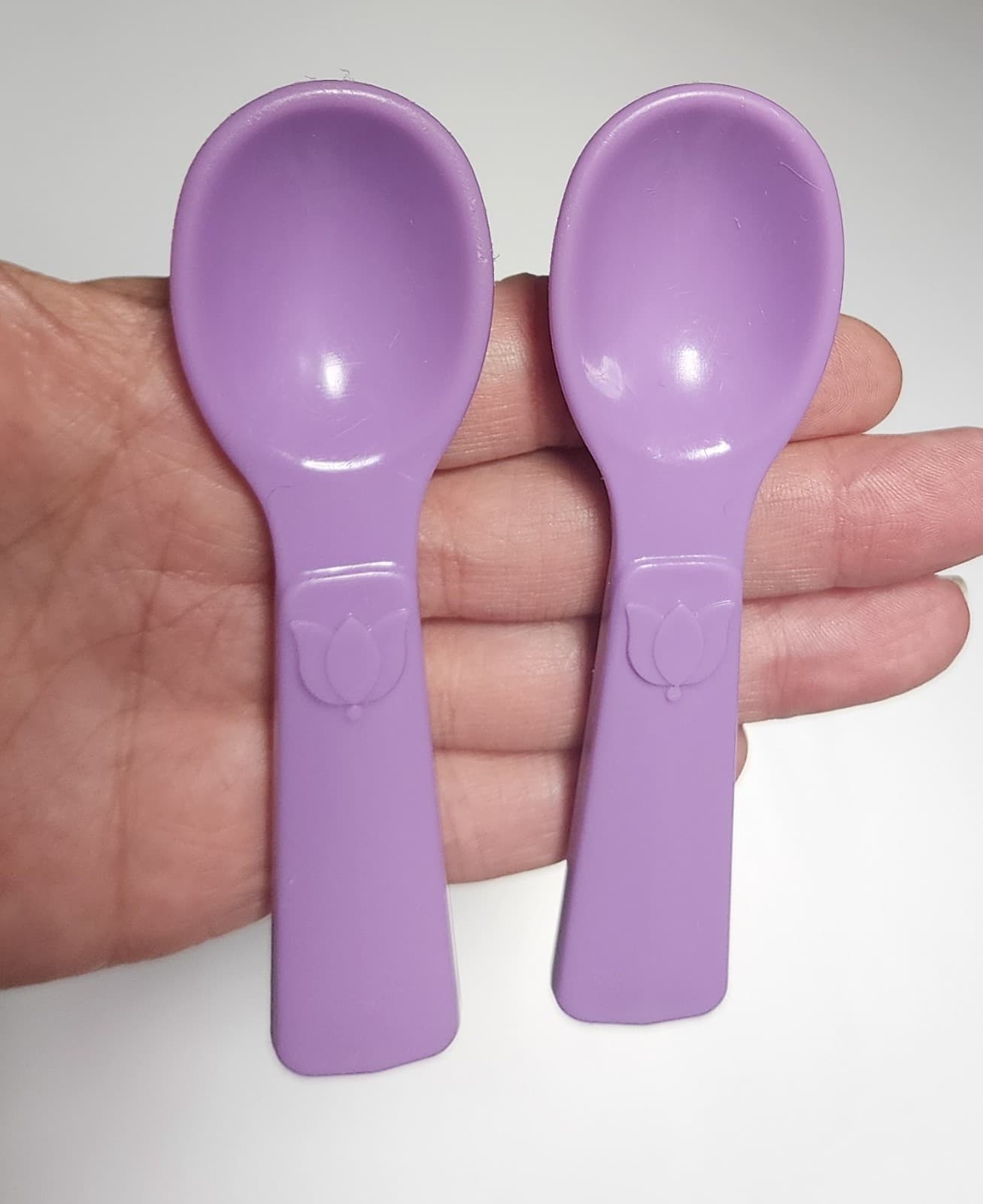 Vtg '80s ~ Fisher Price ~ 2 Replacement Utensil Spoons Hard to Find PURPLE TULIP