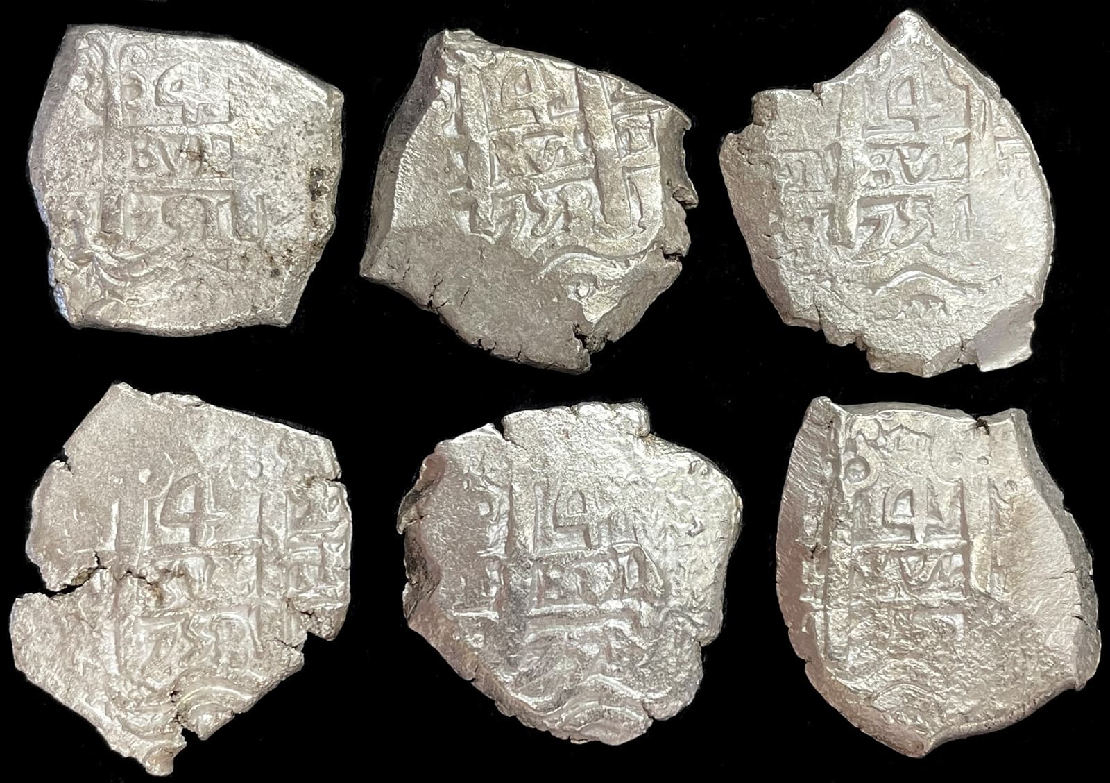 1751-1753 SILVER BOLIVIA POTOSI 4 REALES FERDINAND VI SALVAGED COBS UNKNOW WRECK