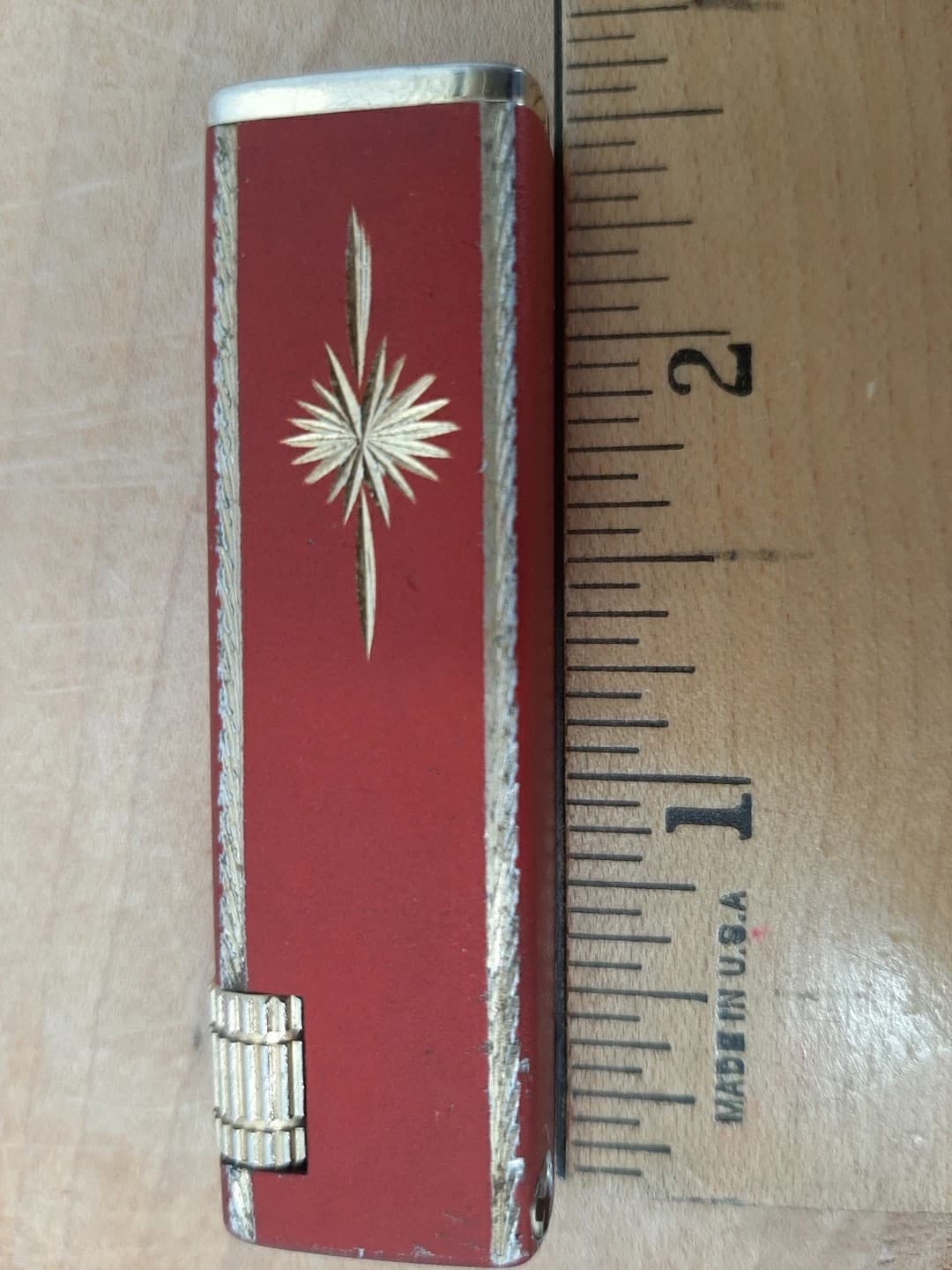 Vintage Hi Lite Lighter Korea Red Gold Cigarette Lighter KBL ?