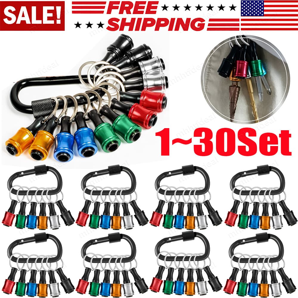 Lot of Quick-Release 1/4" Hex Shank Keychain Screwdriver Drill Bits Holder Tool
