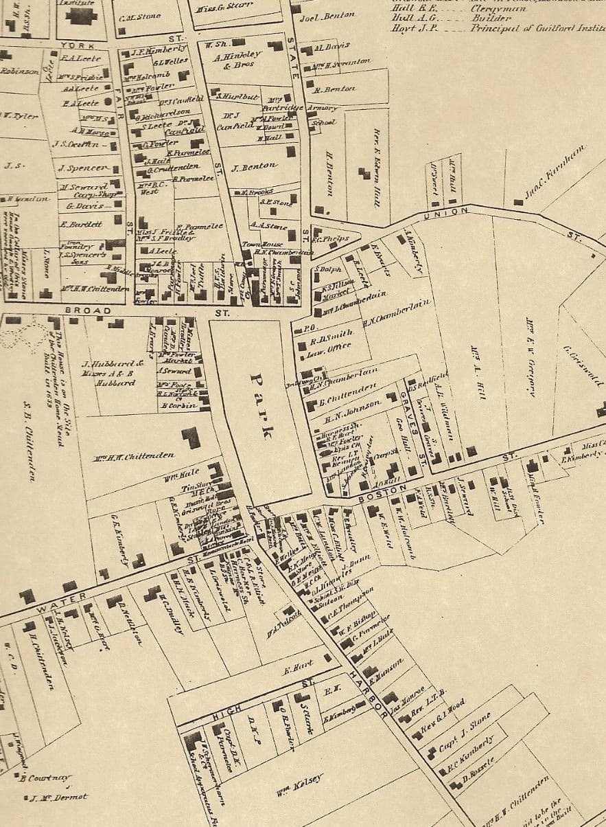 Guilford Sachem Head Leetes Island CT 1868 Maps with Homeowners Names Shown