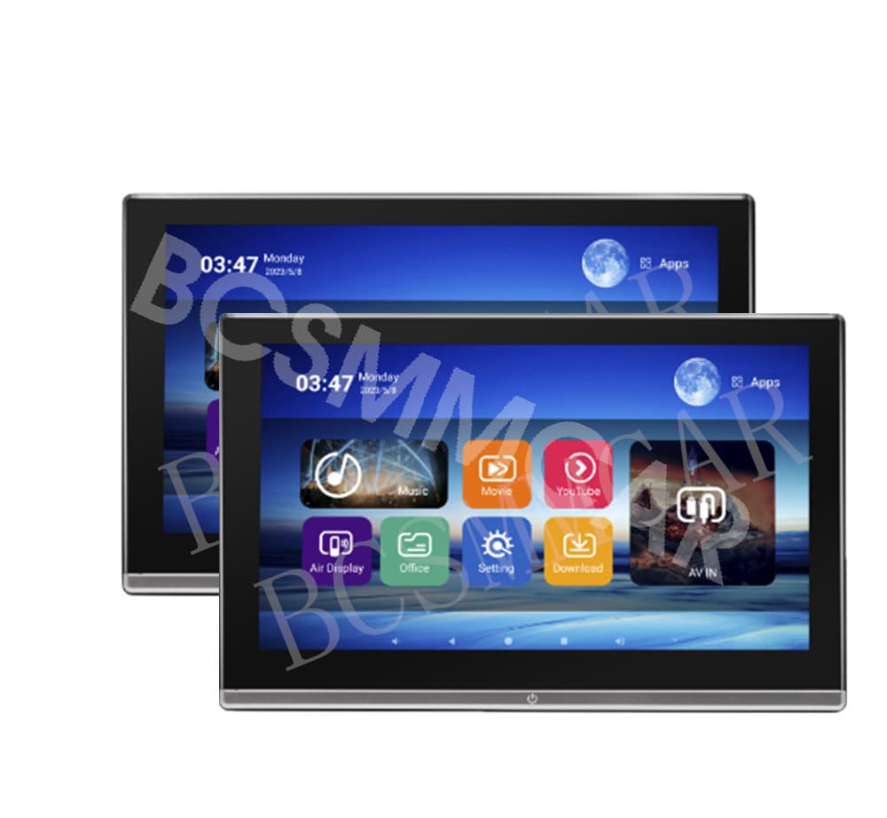 2x Car Headrest Monitor Rear Seat Entertainment TV Video Player IPS Touch Screen