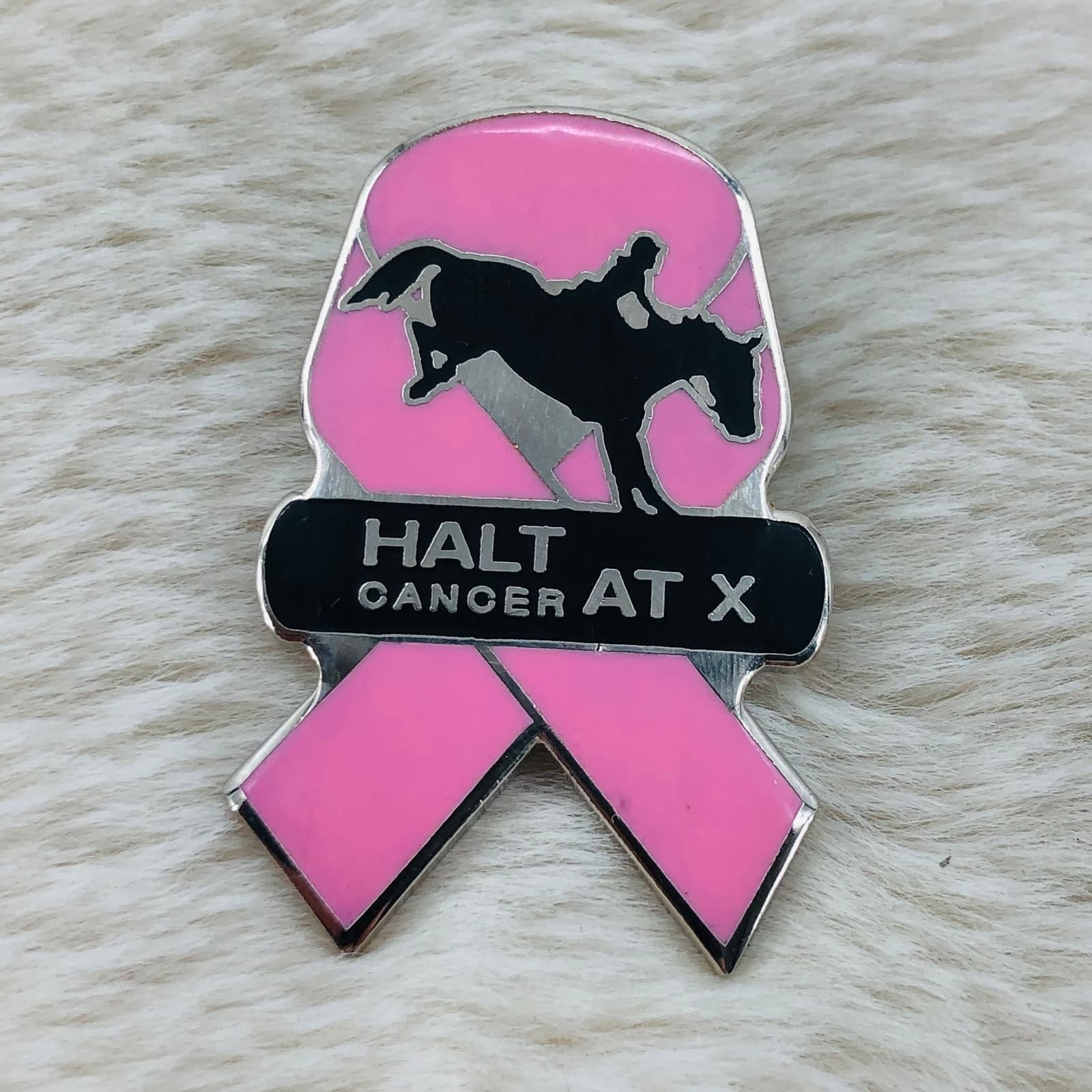 Halt Cancer at X Rebecca Farm Montana Pink Ribbon Breast Cancer Awareness Pin