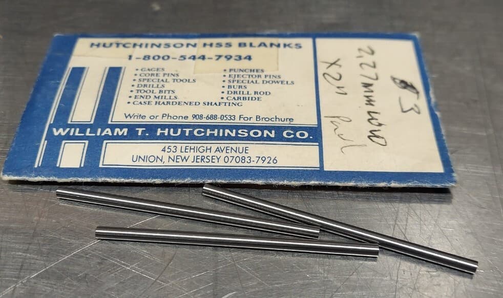 Lot Of 3 - USA Hutchinson 2.27mm x 2" Low Drill Blank Reamer Pin Gage