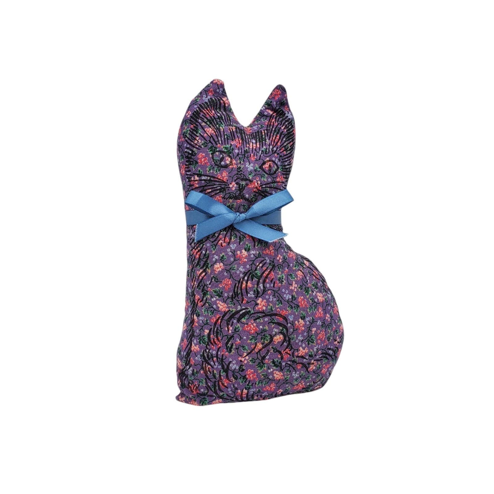 VTG Paine's Genuine Balsam Fir Products 8" Purple Floral Cloth Sachet Calico Cat