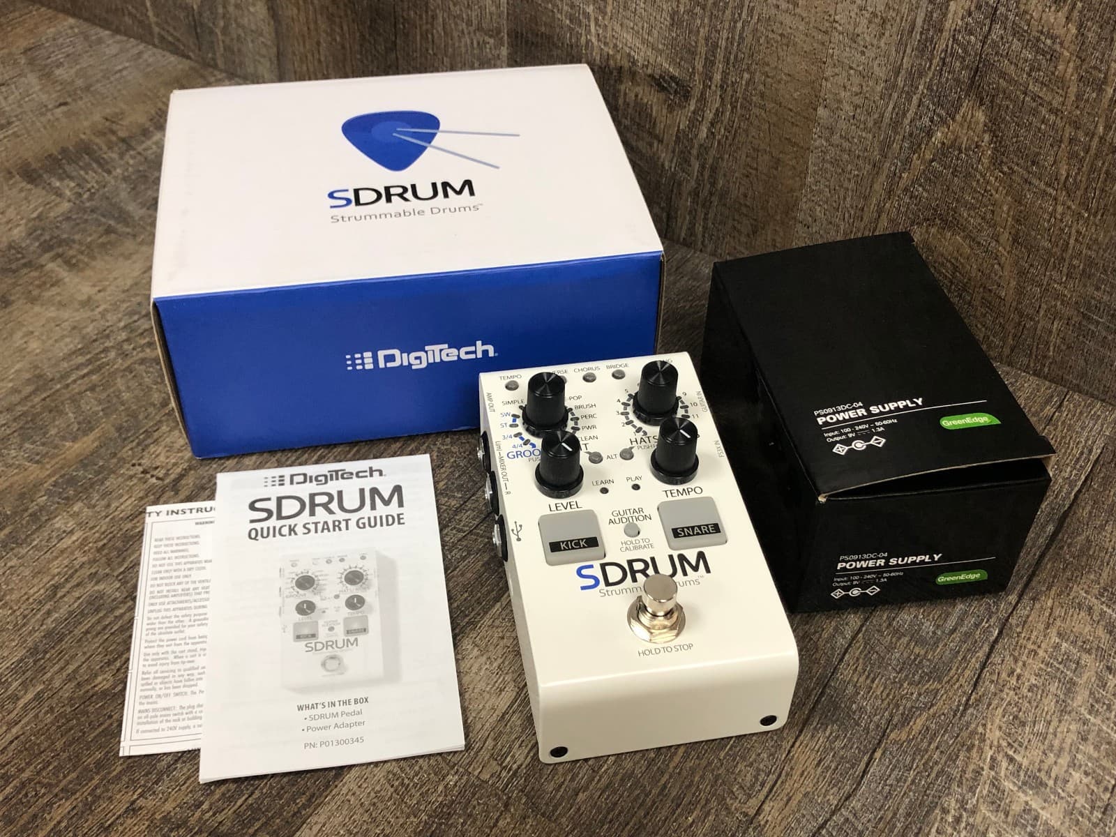 EXC DigiTech SDRUM Strummable White Drum Pedal w Box Manual Cord FAST Shipping!