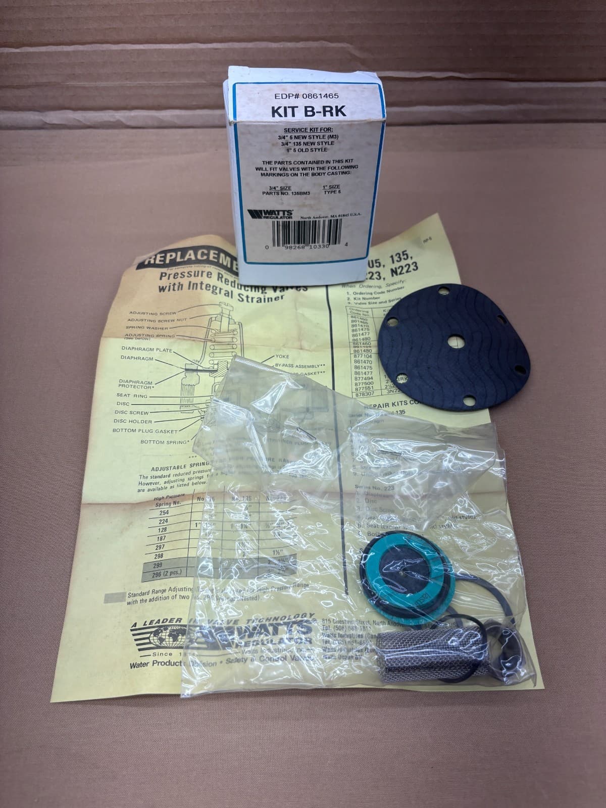 Watts Regulator 0861465 Service Kit For Pressure Reducing Valves KIT B-RK