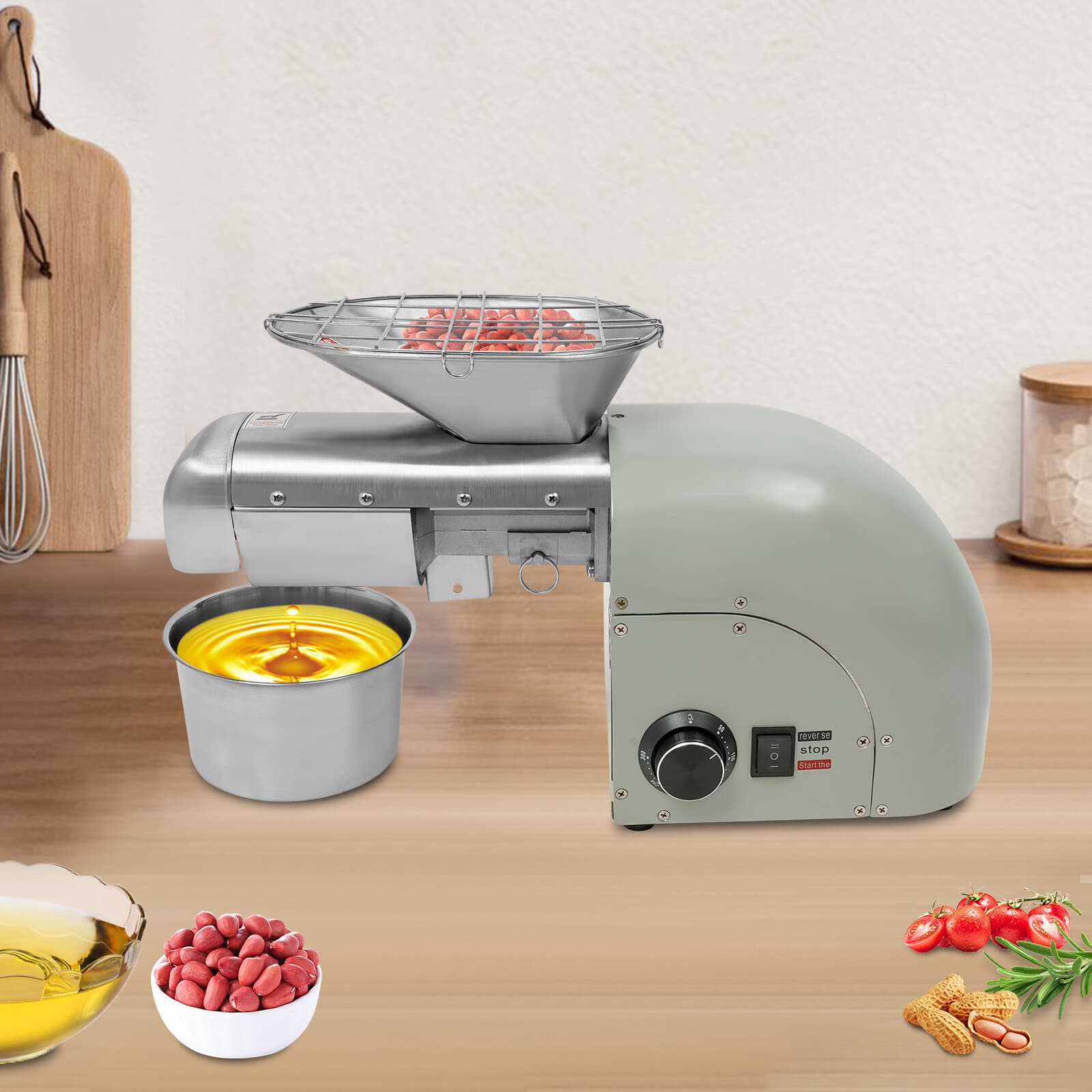 Automatic Hot and Cold Oil Press Machine Stainless Steel Oil Expeller 110V 1800W