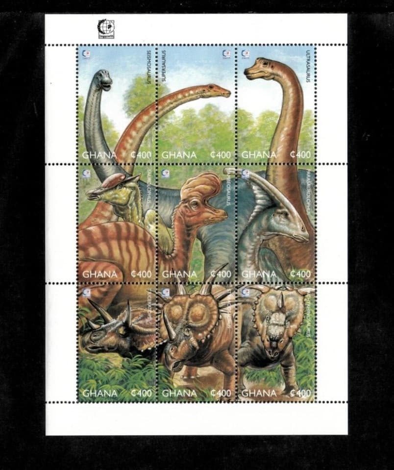 Ghana 1995 - Dinosaurs - Sheet of 9 Stamps - Scott #1822 - MNH