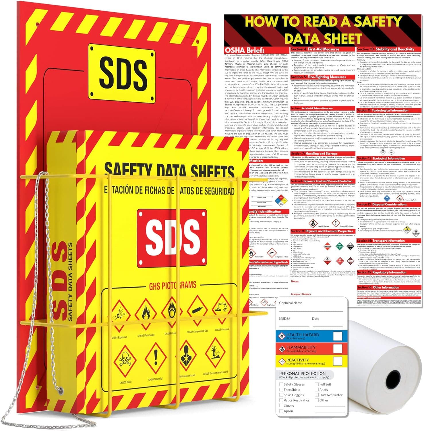 MSDS Wall Station - 3 Inch 3 Ring Material Safety Data Sheet Binder