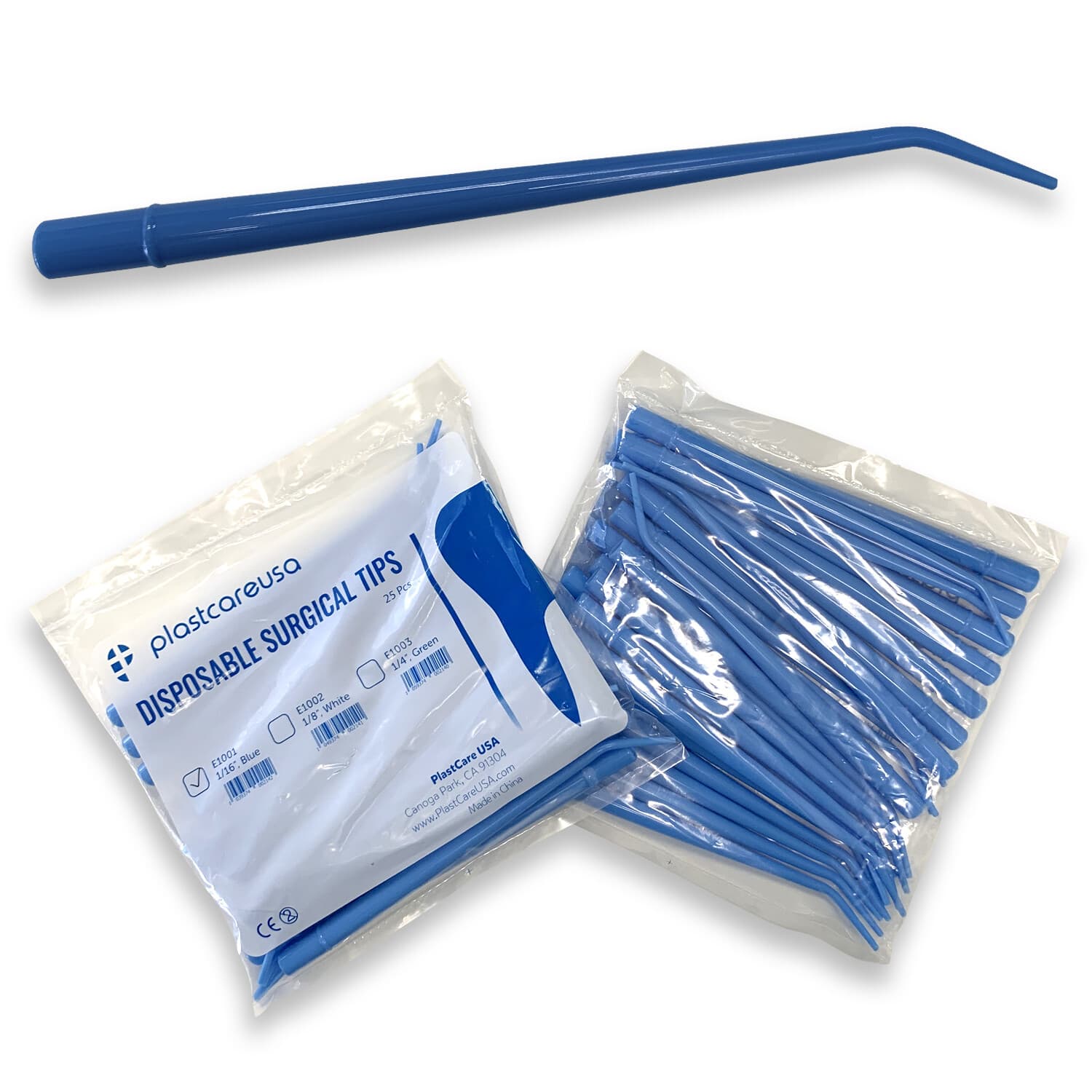Blue Surgical Aspirator Tips Small size 1/16" Dental Suction Tip (Choose Qty)