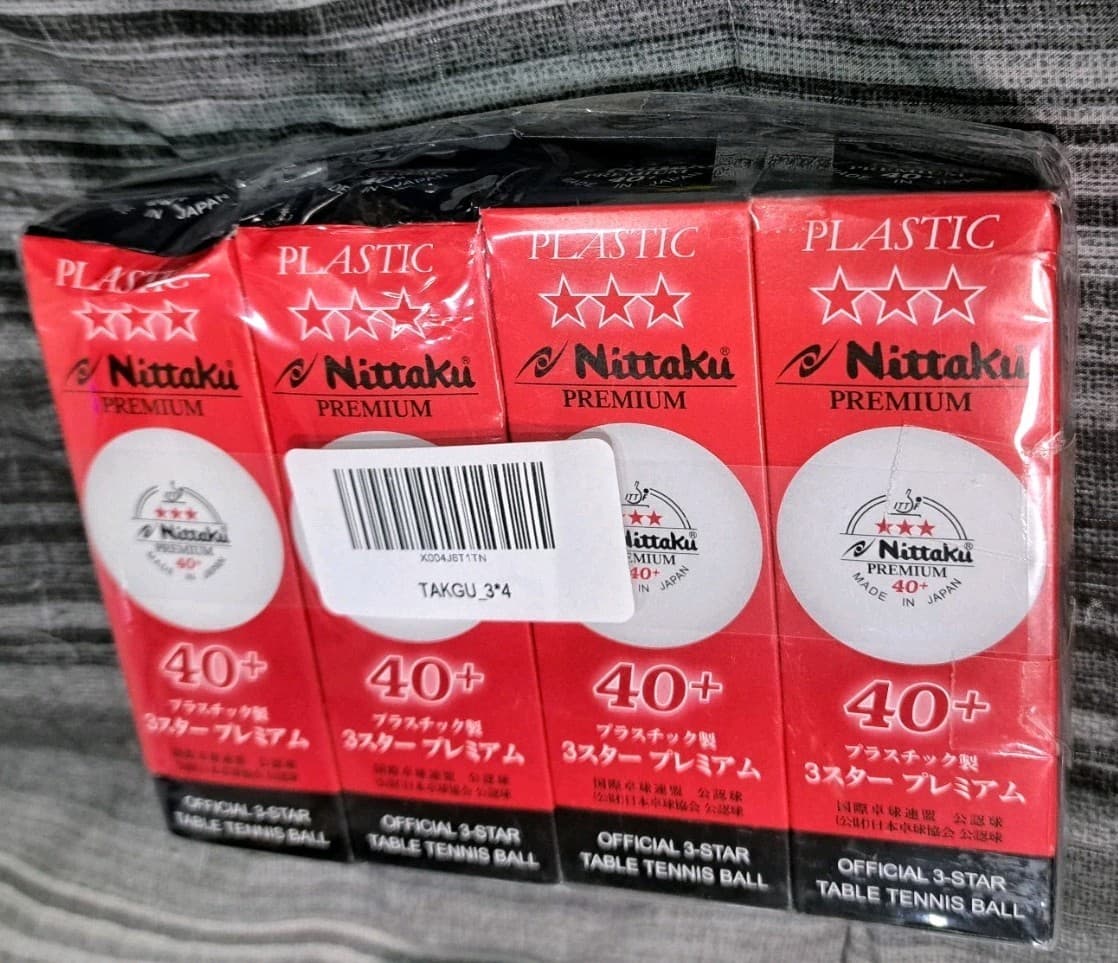 NITTAKU 3-Star Premium 40+ Table Tennis Balls 12 Balls 4 Pack NEW