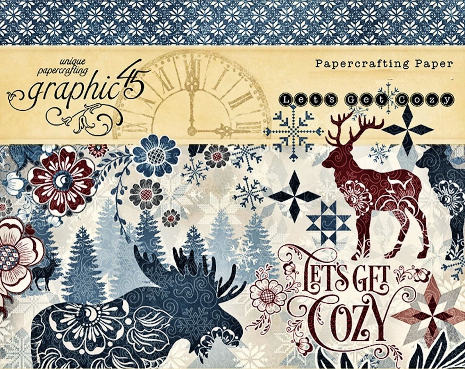 Graphic45 LET'S GET COZY 8-PACK 12x12 DOUBLE-SIDED PRINTED CARDSTOCKS