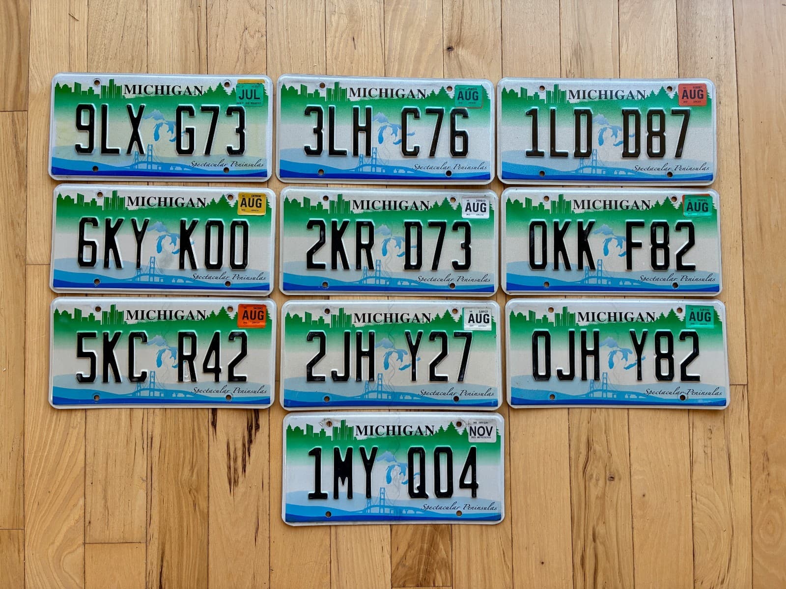 10 Set of Michigan Spectacular Peninsula License Plates