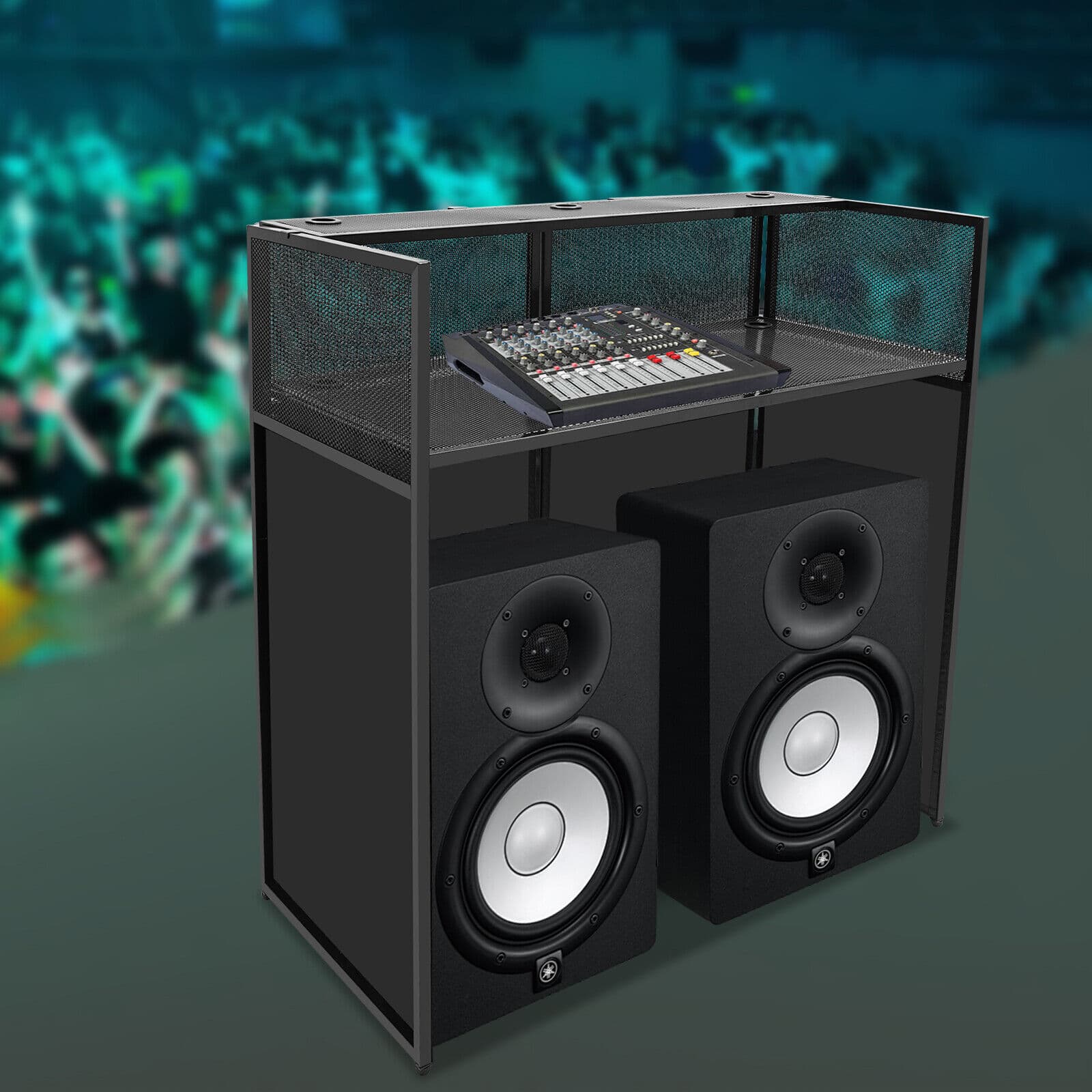 Rolling DJ Display Stand, DJ Event Booth Facade, Portable DJ Facade Booth Table