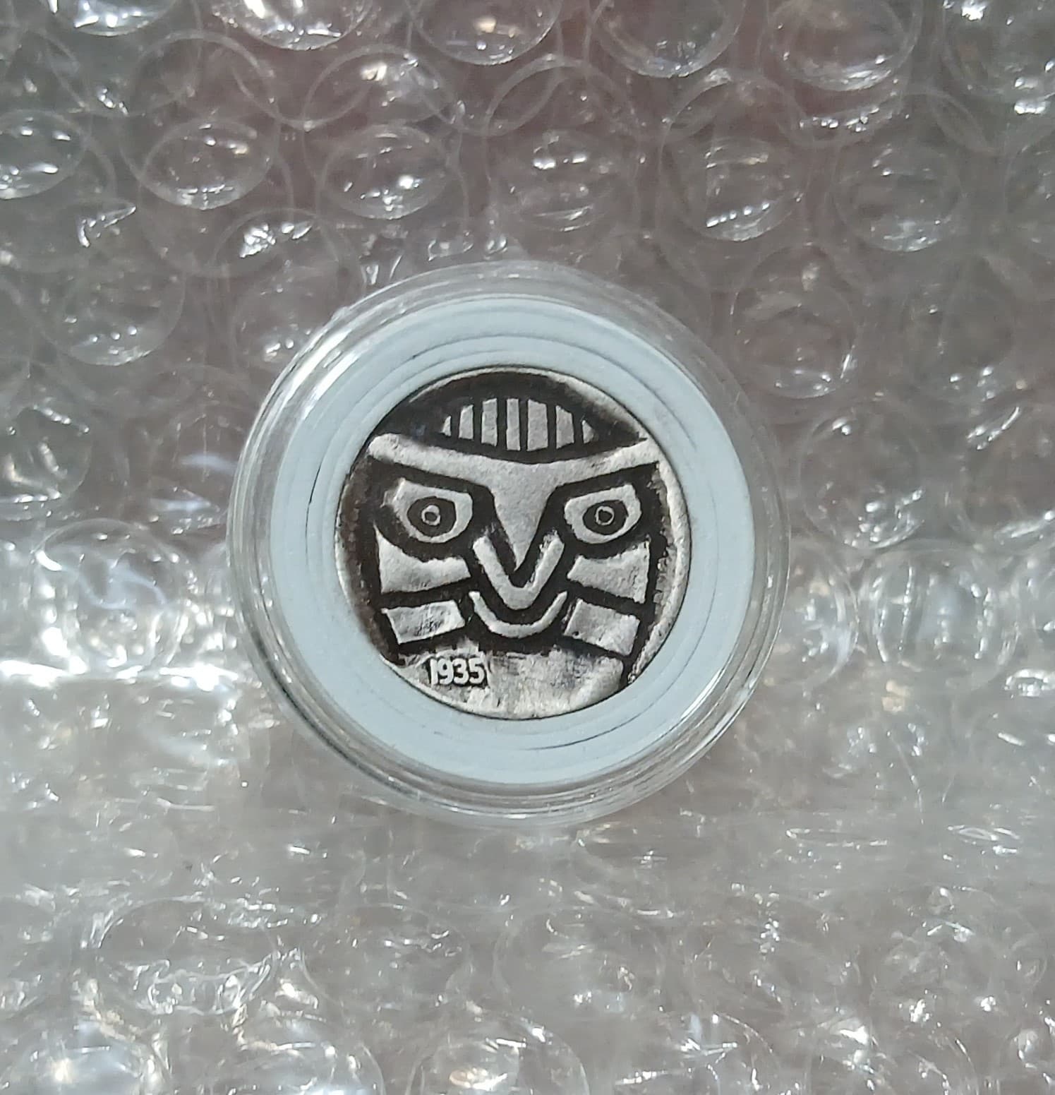 1935 Hobo Nickel Buffalo Nickel "Owl" Carved Coin Art