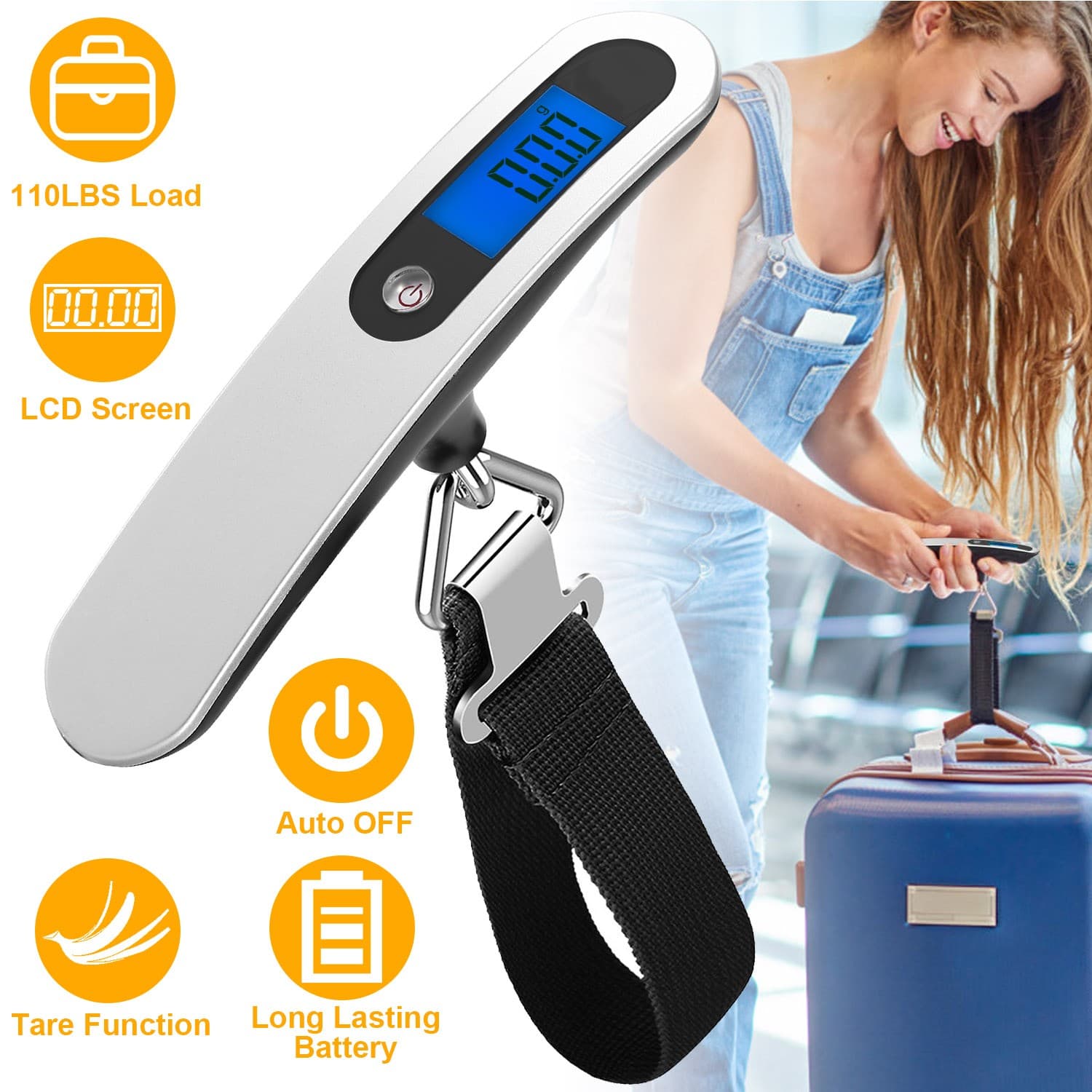 10g/50kg Portable Travel LCD Digital Hanging Luggage Scale Electronic Weight US