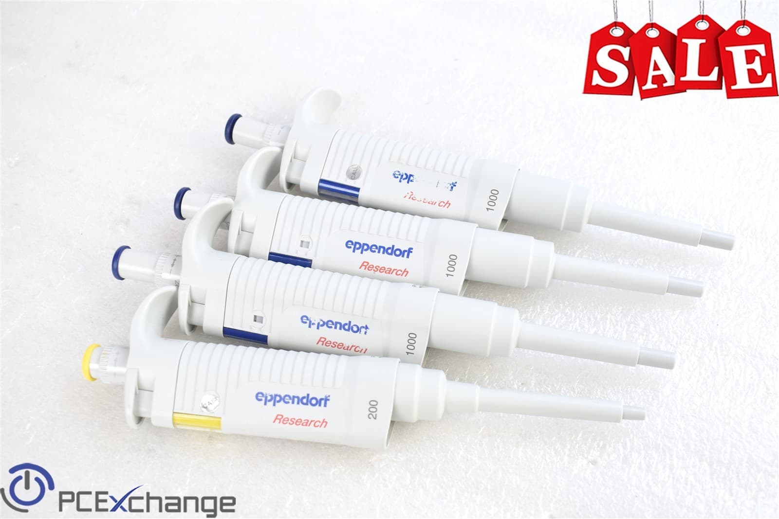 LOT of 4 Eppendorf Research Single Channel Pipette (1x 20-200uL + 3x 100-1000uL)