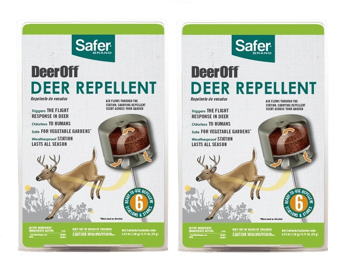 2 ~ Safer Brand DeerOff Deer Repellent 6 Ready-To-Use Stations & Stakes Odorless
