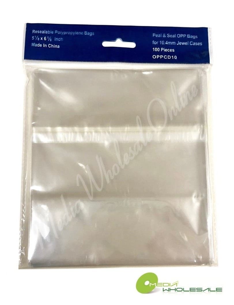 100 PREMIUM Resealable OPP Plastic Bag Wrap for 10.4mm Standard CD Jewel Case