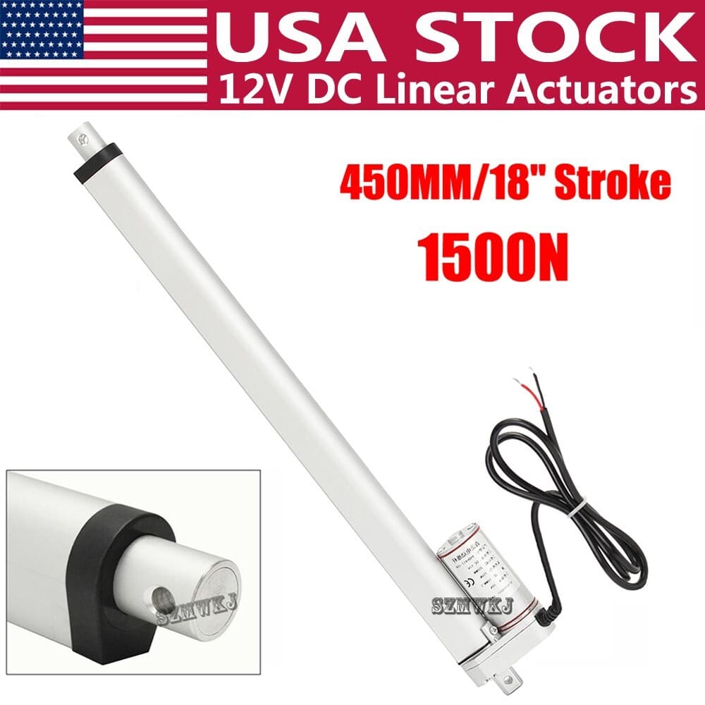 18" Linear Actuator DC 12V Heavy Duty 18Inch Stroke 330 Pound Max Lift Motor