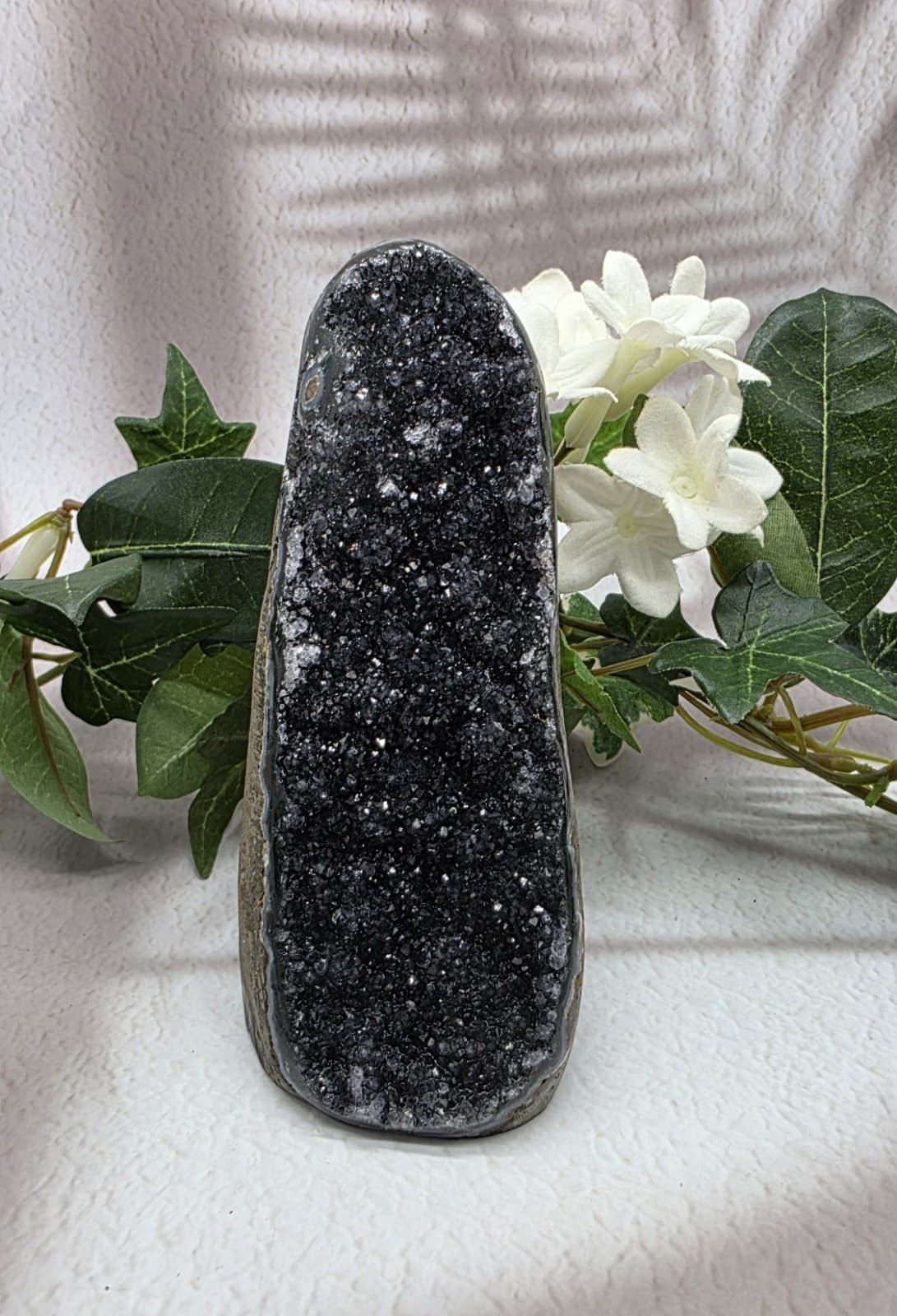 Black Starry Night Amethyst Geode Uruguay Amethyst Cut Base Amethyst Crystal
