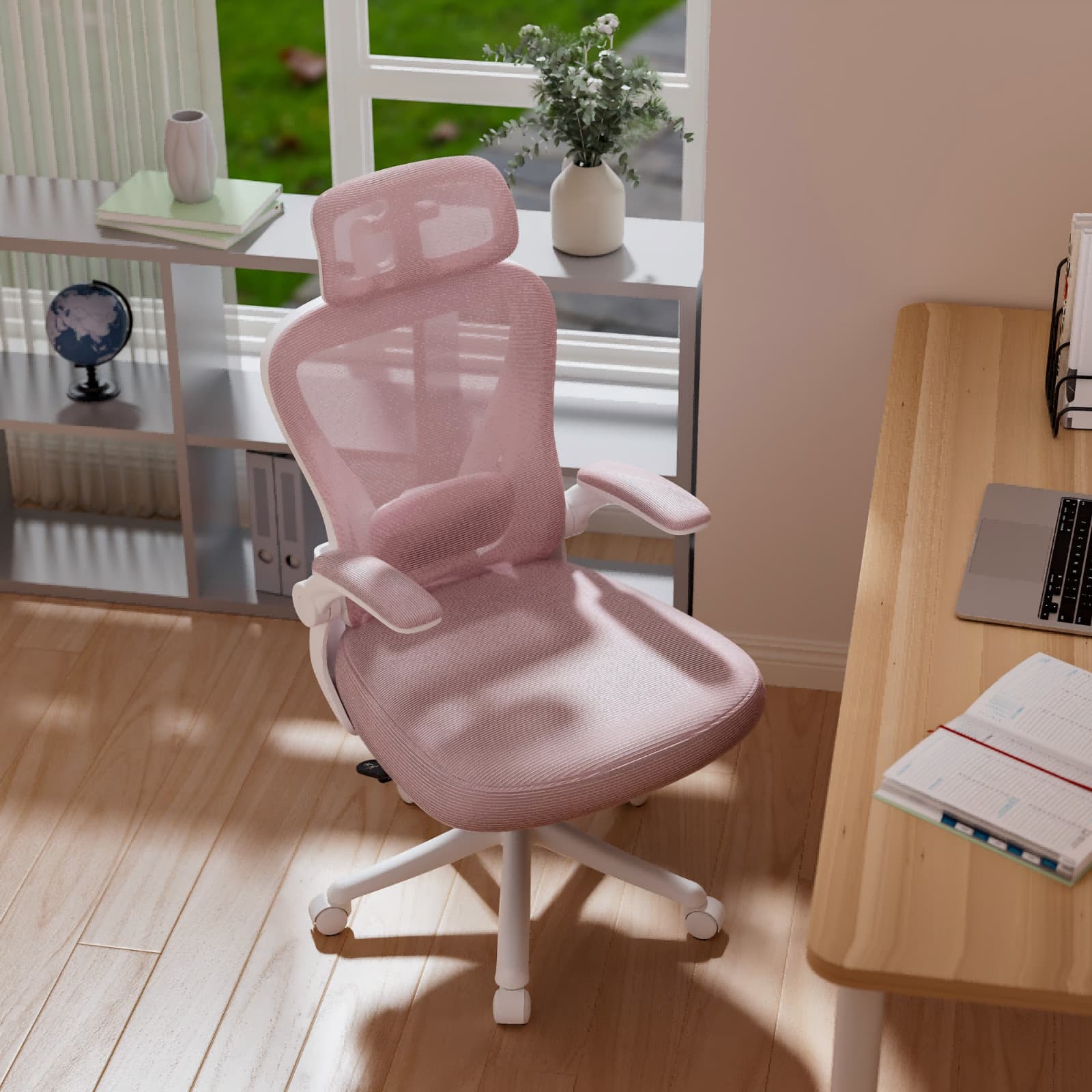 Pink Mesh Computer Office Chair High Back Ergonomic Desk Chair Swivel Chair