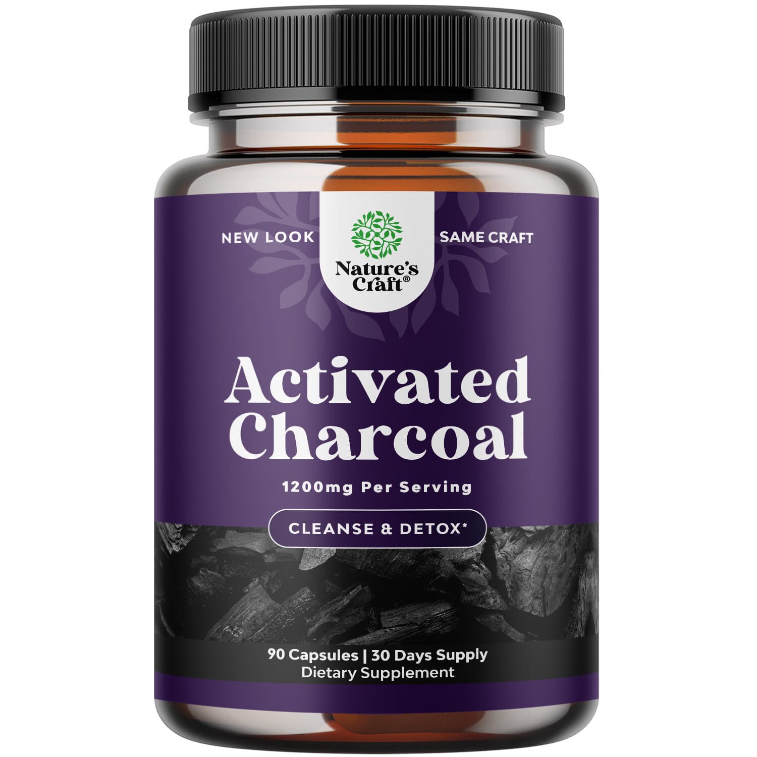 Cleanse and Detox Activated Charcoal Capsules Purifying 1200mg Per Serving 90ct