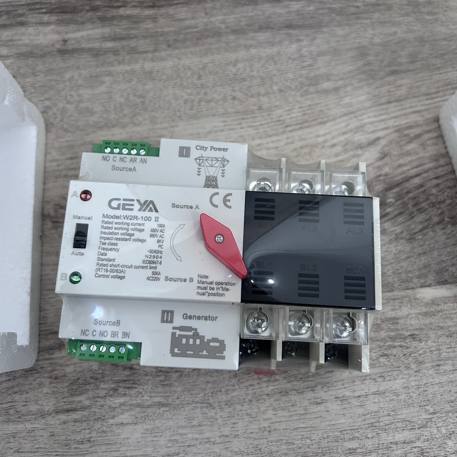 GEYA Mini ATS Automatic Transfer Switch Dual Power 100A 220V New