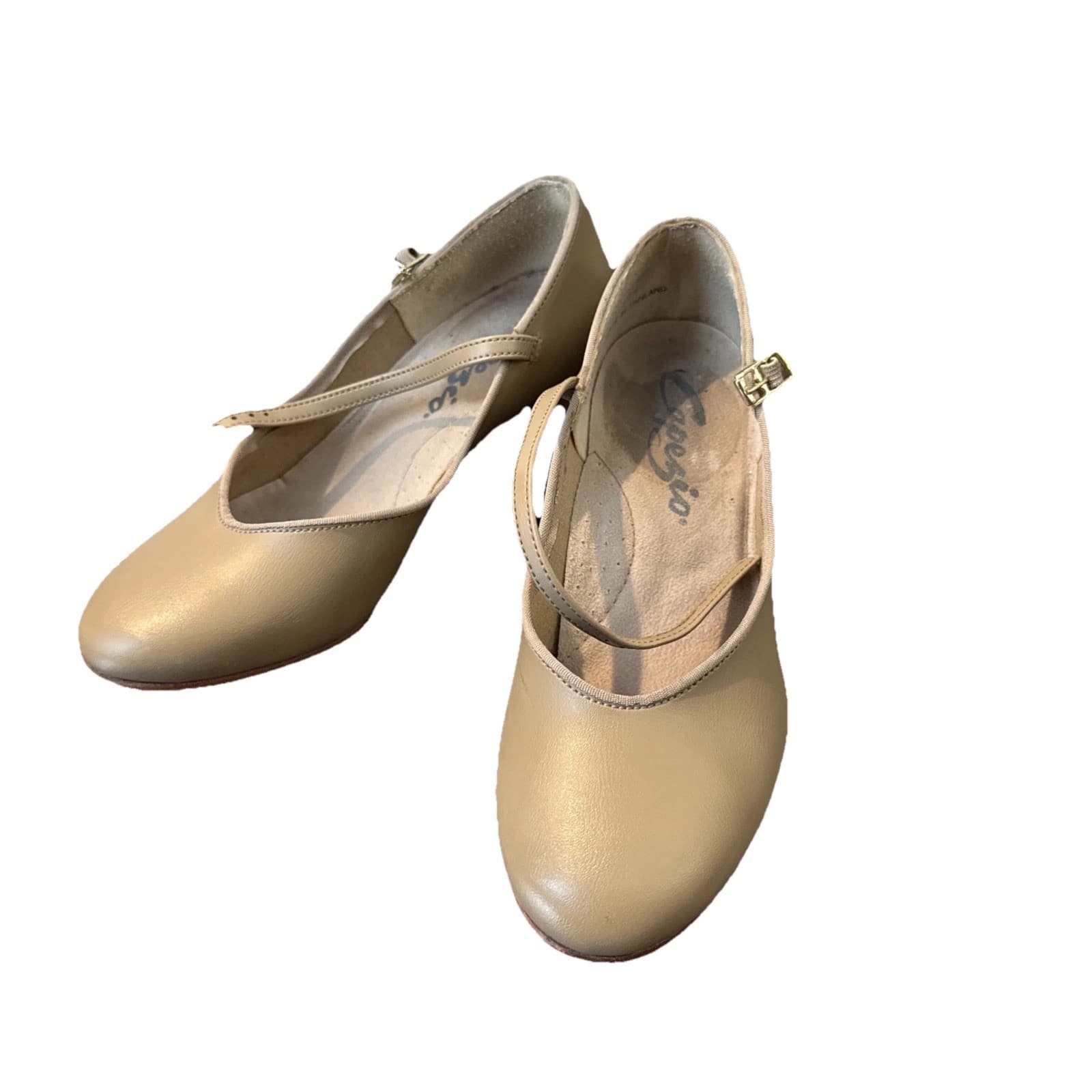Capezio Character Shoes 1 1/2 Inch Heel Tan, Size 7 1/2m for Dance