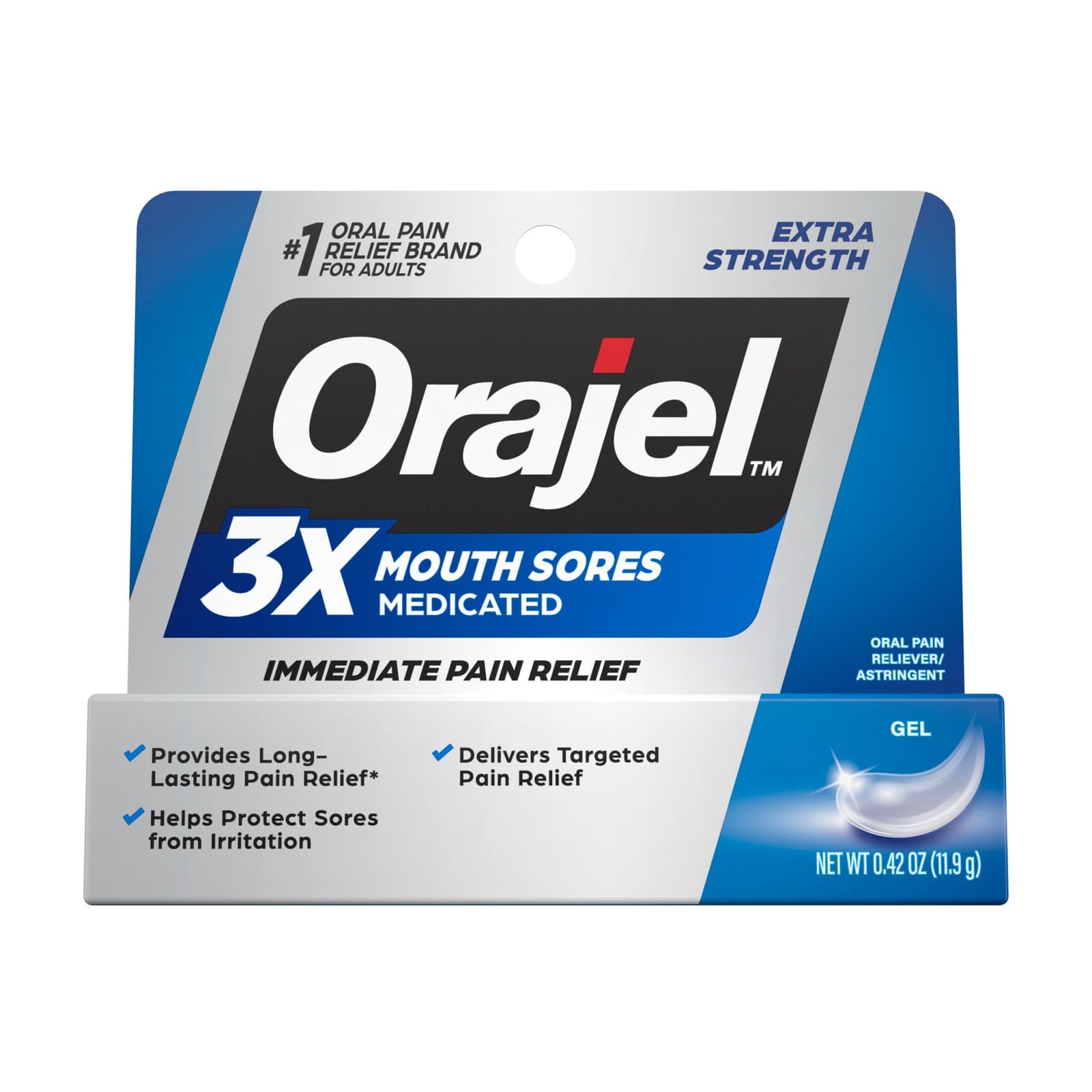Orajel 3X for Mouth Sores: Maximum Strength Gel Tube 0.42oz- From #1 Oral Pain