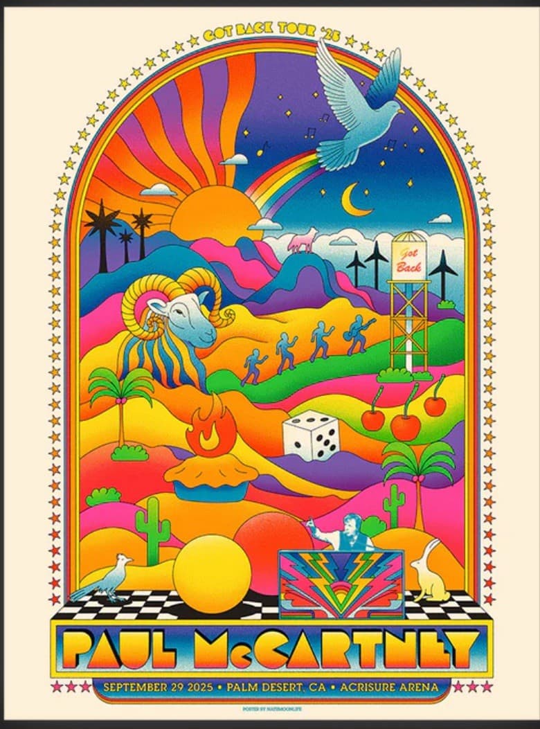 Paul McCartney Palm Desert Got Back 9/29/2025 Official Tour Poster 🌵 🎼 🎸