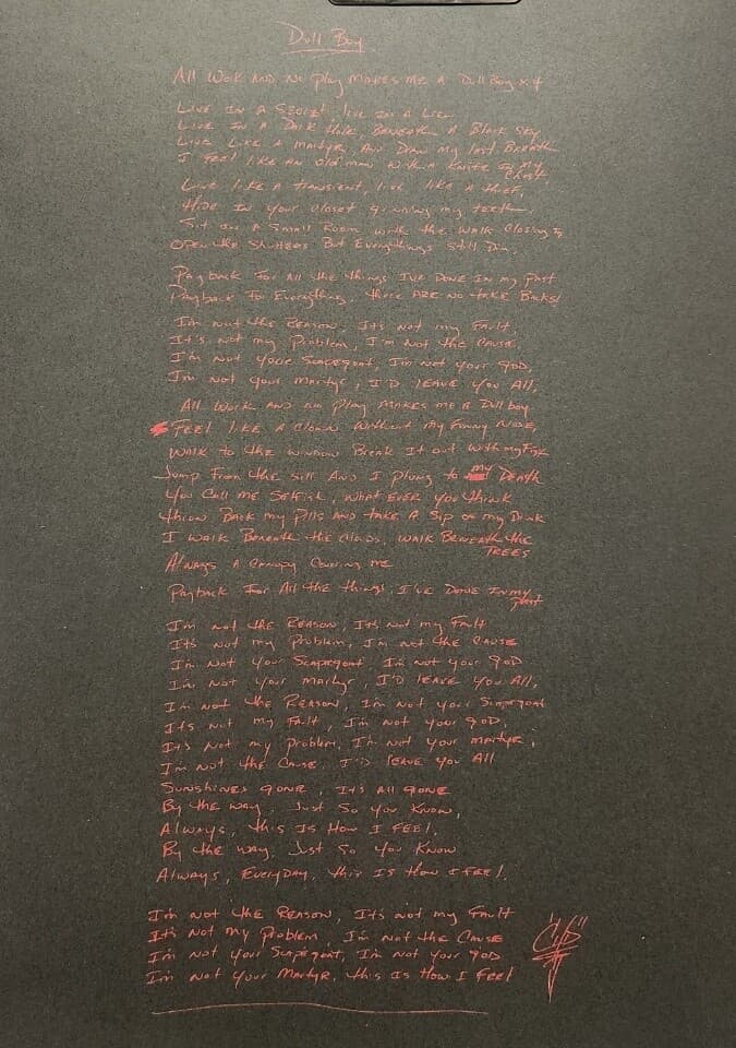 Mudvayne 2007 By The People.....Dull Boy Lyric Lithograph Flawless New Old Stock