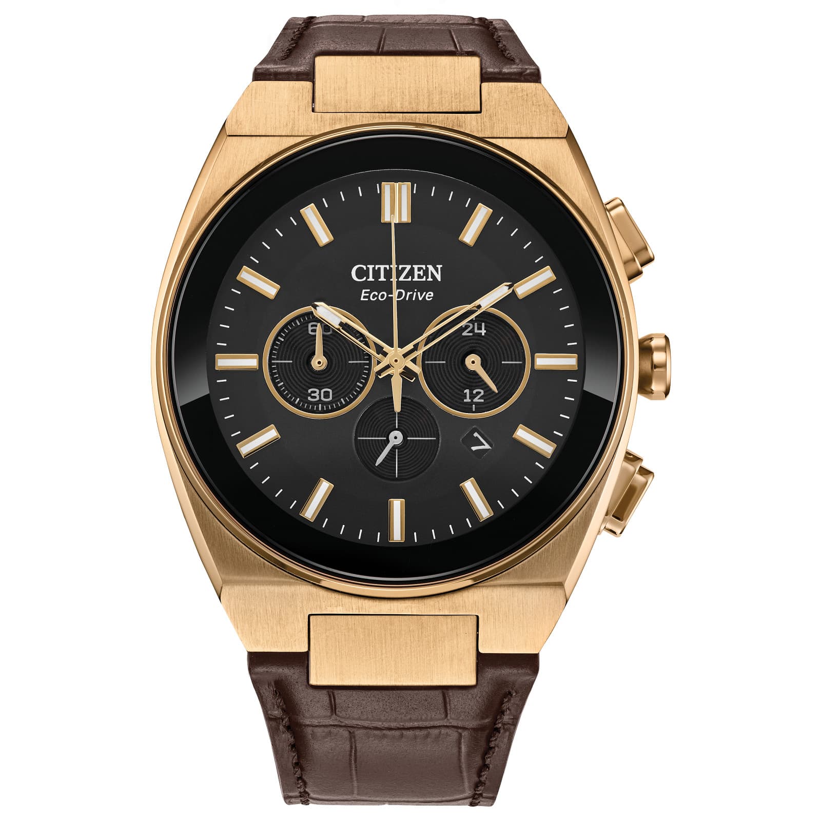 Citizen Men's Quartz Chronograph Luminous Brown Leather Watch 43 MM CA4583-01E