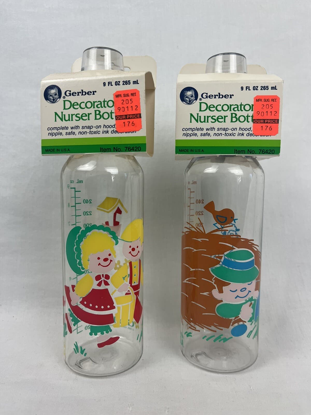 Gerber 1988 JACK & JILL - Little Boy Blue 9oz Vtg Nursery Rhyme Baby Bottles