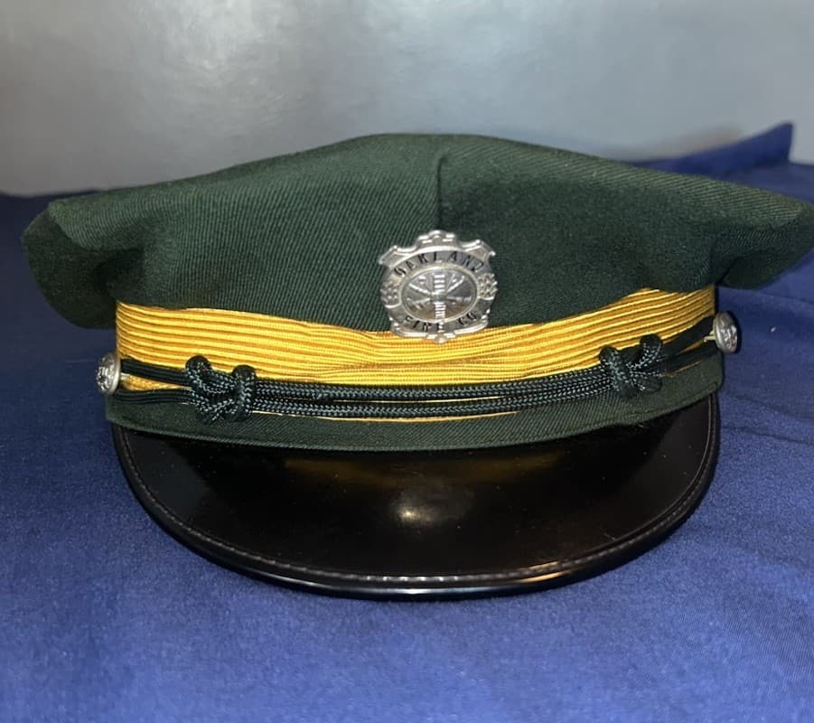 Vintage Oakland Fire Co. Wool Dress Hat Chief Fire Department Green Yellow