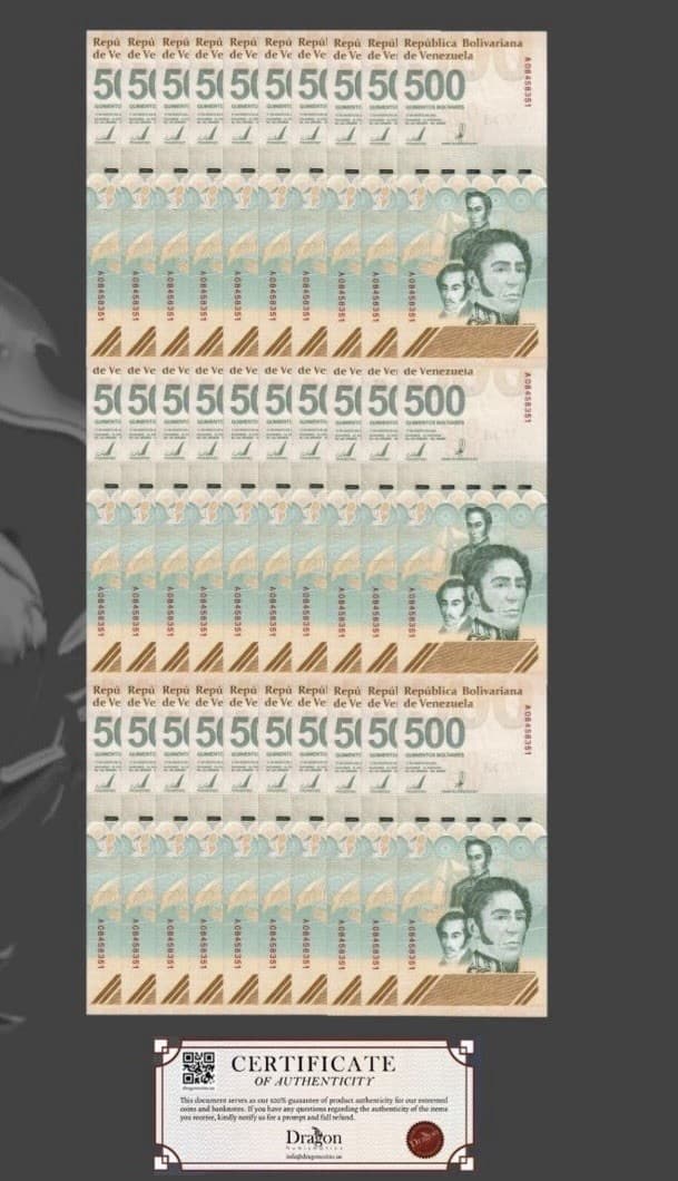 VENEZUELA 500 DIGITALES, 30 Banknotes 2023 CIR 500 Million Bolivars COA USA
