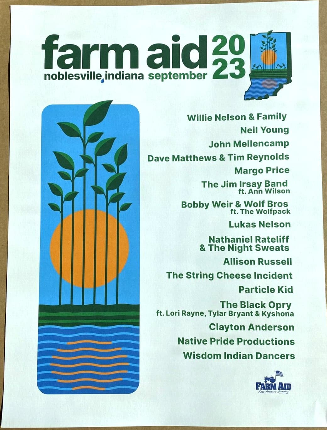 FARM AID HARTFORD 2023 POSTER neil young dave matthews willie nelson bob dylan