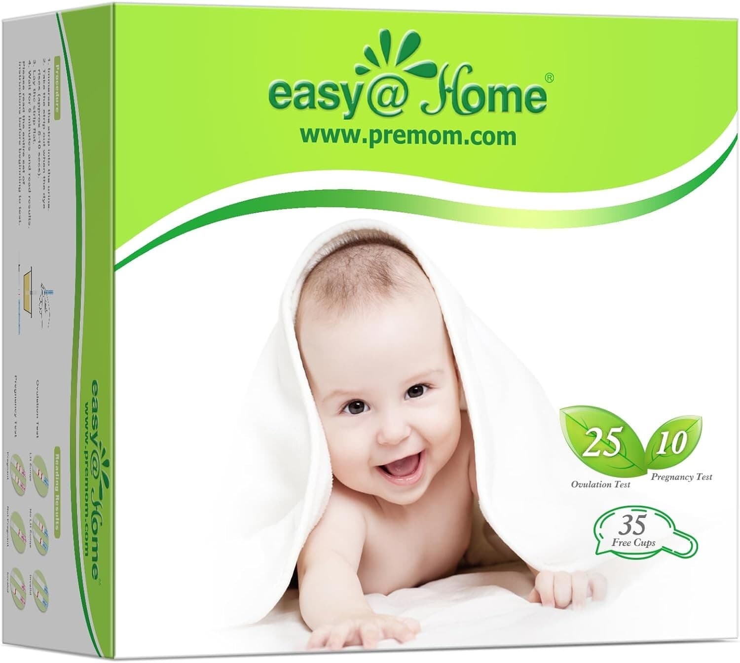 Ovulation & Pregnancy Test Strips Kit: Easy@Home 25LH + 10HCG + 35 Urine Cups