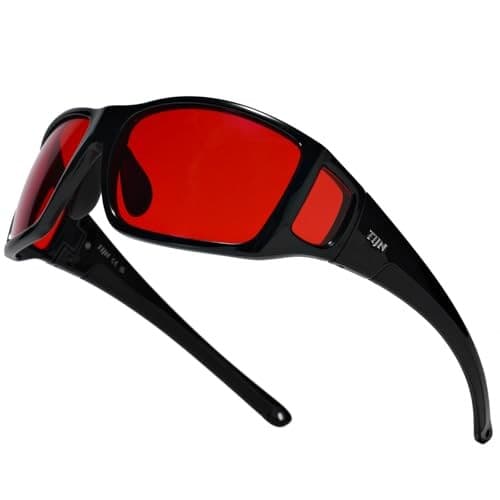 Sonia Sleep Glasses for Blue & 04. Upgraded- Jet Black Max Protect- Red Lens