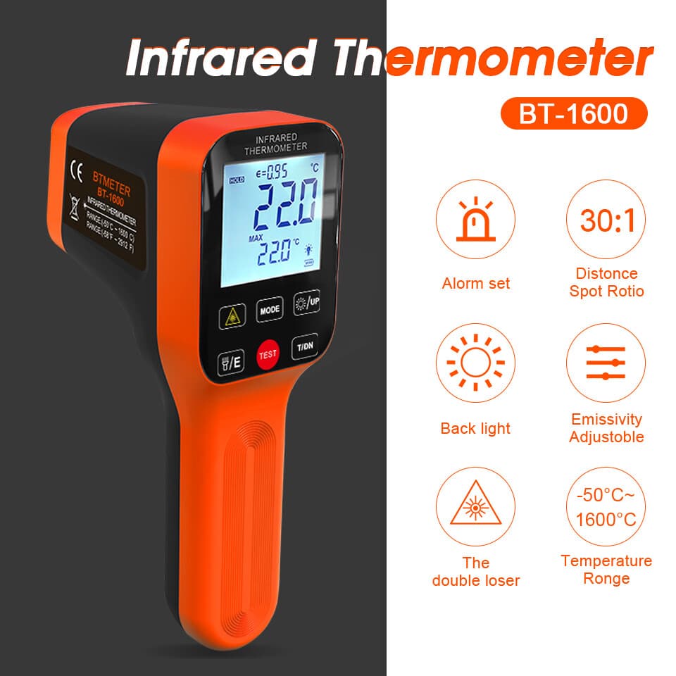 Infrared Laser Thermometer Gun Digital High Temperature Measurement Tester Meter