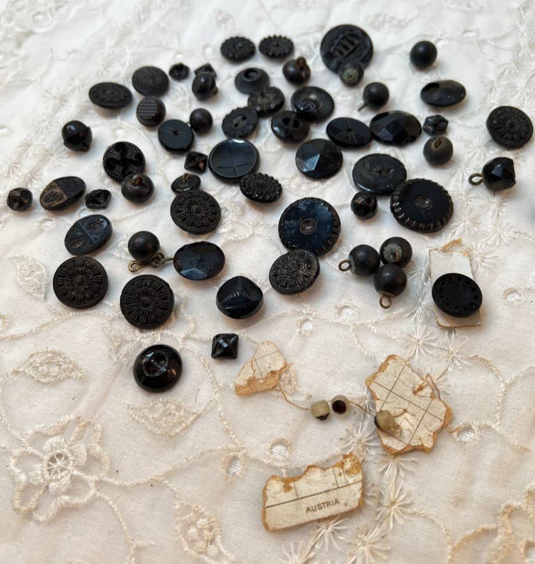 Lot of 50 Antique Ebony Buttons Beautiful Designs Victorian Styling Buttons