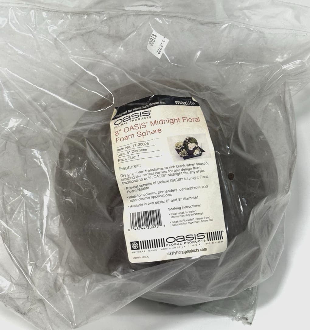 OASIS® Midnight Floral Foam Sphere – 8” Diameter (Pack of 1)