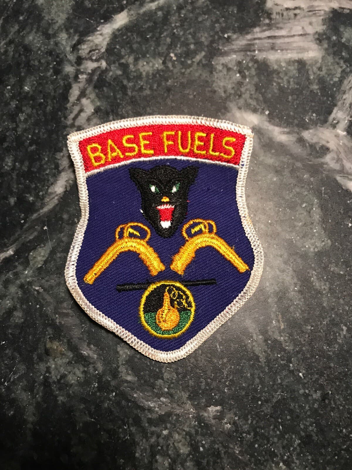 Base Fuels US Air Force USAF Squadron Patch Rare Vtg Vietnam 70s 3” Cat