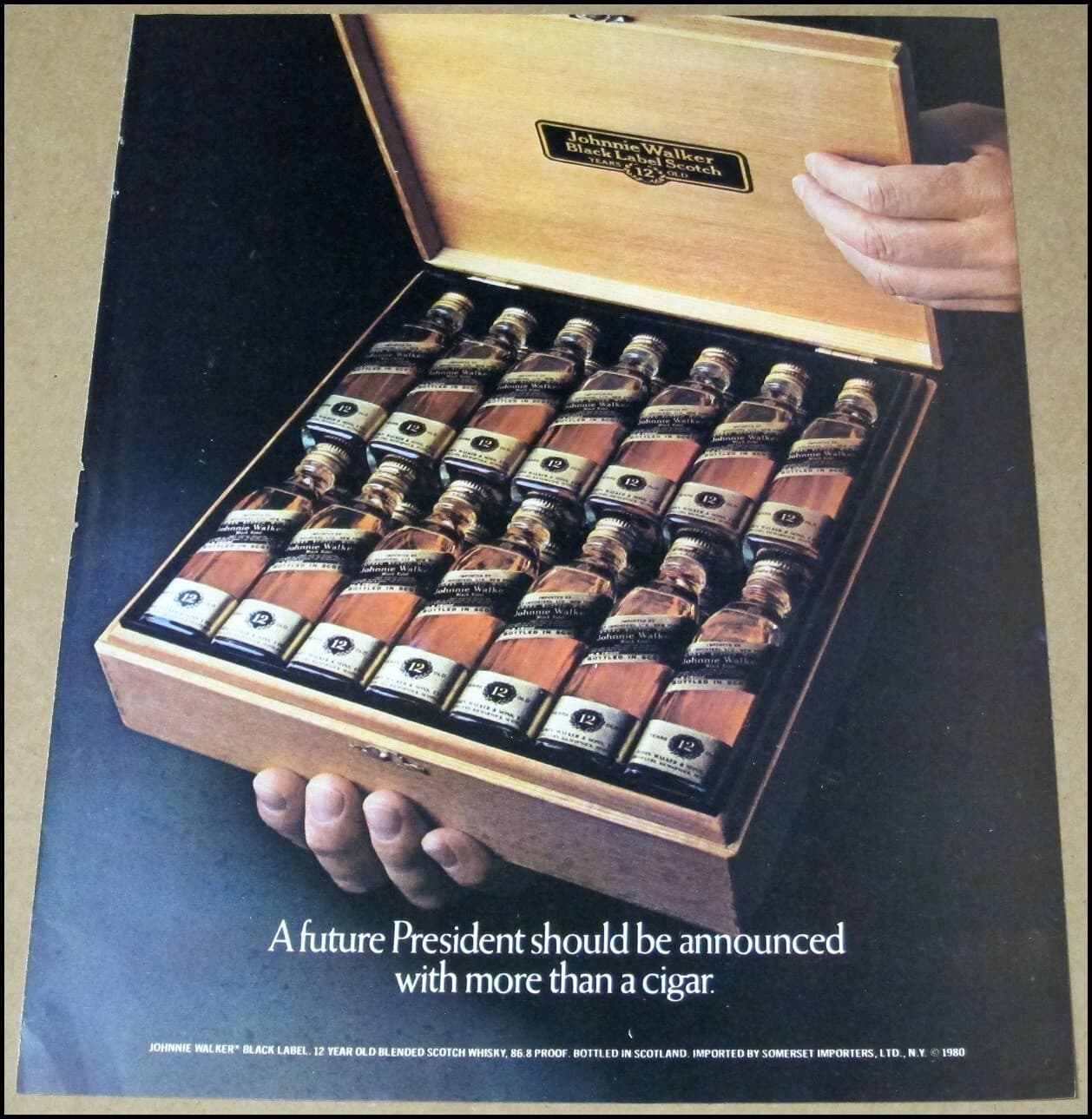 1980 Johnnie Walker Black Label Whisky Print Ad Advertisement Future President