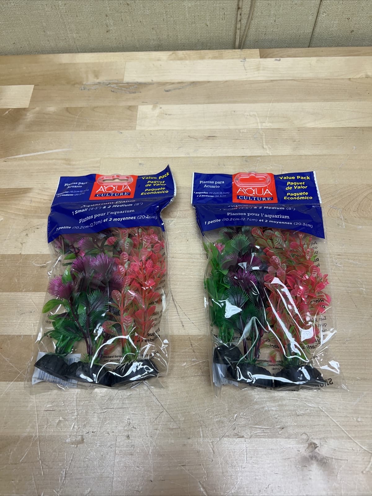 3 Pack Each Aqua Culture Aquarium Plants 1 Small (4-5") 2 Medium (8") (6 TOTAL)