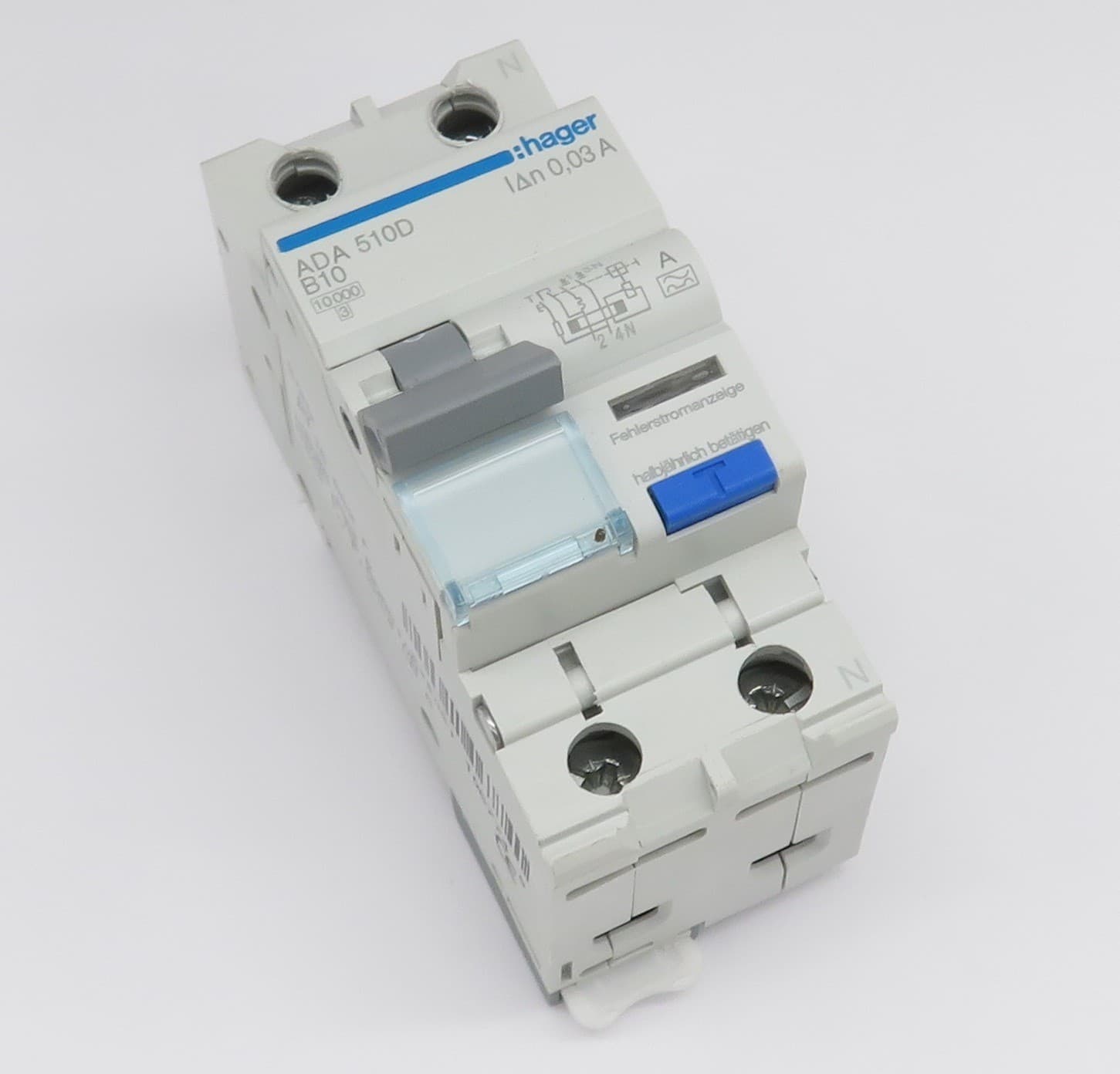 Hager ADA510D FI/LS Switch Type A Fi Circuit Breaker B10 10A 30mA 1P+N