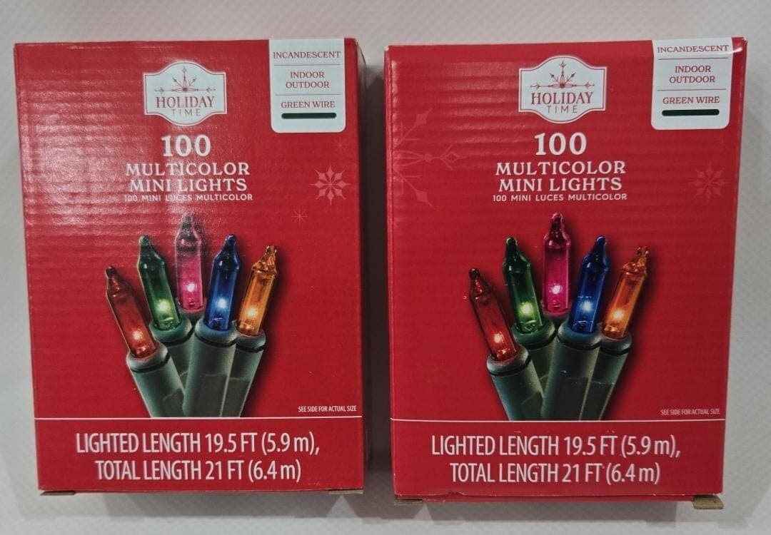 Holiday Time Incandescent Christmas String Light 21" Multicolor 100-Count 2 Pack