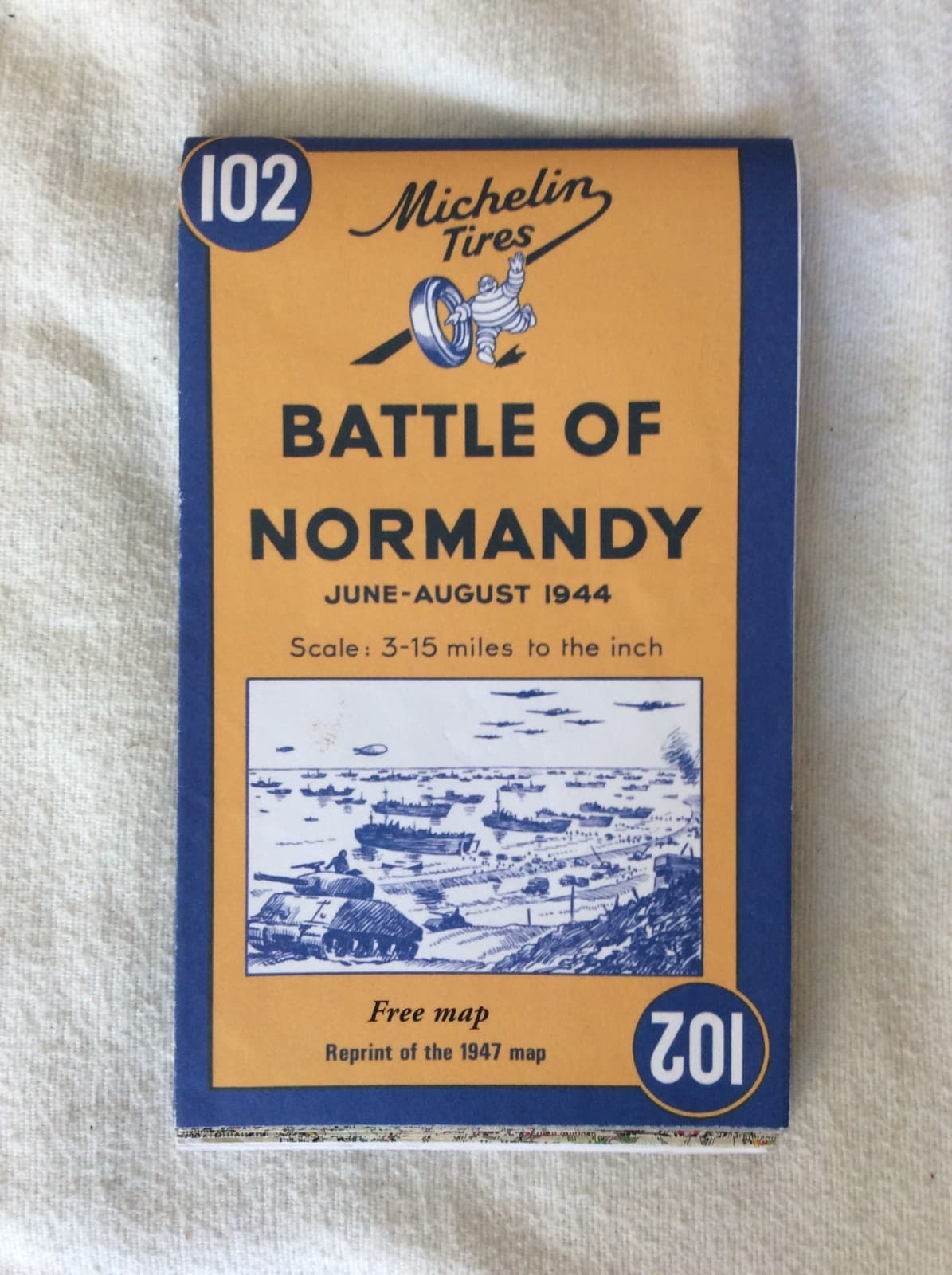 Michelin Tires 102 Battle of Normandy Map reprint of 1947 map